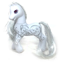 Size: 569x569 | Tagged: safe, artist:dailymlpfigures, derpibooru import, princess silver swirl, g2, blue eyes, brushable, magic starswirl, tail, toy, white coat, white mane, white tail