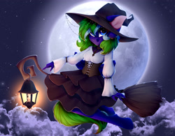 Size: 4000x3126 | Tagged: safe, artist:shinoshai, derpibooru import, oc, anthro, pegasus, commission, halloween, hat, holiday, solo, witch, witch hat