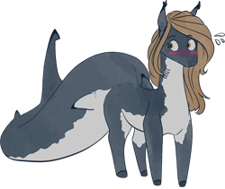 Size: 1554x1314 | Tagged: safe, artist:stray prey, derpibooru import, oc, oc only, oc:flare, original species, pony, shark, shark pony, blushing, simple background, solo, transparent background