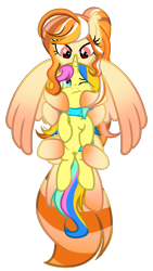 Size: 1242x2208 | Tagged: safe, artist:pinkiemina憑酱, derpibooru import, oc, oc only, oc:lemon, oc:sunset, monster pony, original species, pony, spiderpony, unicorn, hug, simple background, transparent background