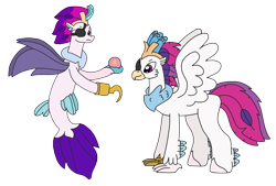 Size: 3264x2202 | Tagged: safe, artist:supahdonarudo, derpibooru import, queen novo, classical hippogriff, hippogriff, seapony (g4), my little pony: the movie, amputee, eyepatch, holding, hook hand, male, pearl, prosthetic limb, prosthetics, queen novo's orb, rule 63, simple background, transparent background