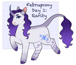 Size: 1995x1698 | Tagged: safe, artist:s0ftserve, derpibooru import, rarity, pony, curved horn, februpony, horn, solo