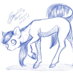 Size: 1024x1024 | Tagged: safe, artist:avroras_world, derpibooru import, oc, oc only, earth pony, pony, earth pony oc, eyelashes, female, lineart, mare, raised hoof, raised leg, signature, solo