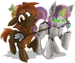 Size: 964x810 | Tagged: safe, alternate version, artist:malachimoet, derpibooru import, button mash, sweetie belle, sweetie bot, earth pony, pony, robot, robot pony, unicorn, friendship is witchcraft, angry, blushing, clothes, cute, female, hoodie, male, protecting, shipping, shipping fuel, simple background, straight, sweetiemash, transparent background