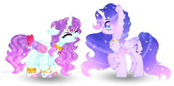 Size: 1280x637 | Tagged: safe, artist:existencecosmos188, derpibooru import, oc, oc only, oc:existence, alicorn, pony, collaboration, alicorn oc, duo, ethereal mane, female, horn, jewelry, mare, simple background, smiling, starry mane, transparent background, wings