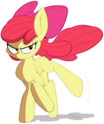 Size: 778x926 | Tagged: safe, artist:malachimoet, derpibooru import, apple bloom, earth pony, pony, angry, cool, epic, kicking, pose, simple background, solo, transparent background