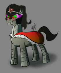 Size: 780x922 | Tagged: safe, artist:ermecg, derpibooru import, king sombra, unicorn, evil grin, glowing, glowing eyes, grin, male, simple background, smiling, stallion, the crystal empire 10th anniversary