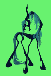 Size: 955x1414 | Tagged: safe, artist:webkinzworldz, derpibooru import, queen chrysalis, changeling, emaciated, eyestrain warning, green background, looking at you, mandibles, simple background, skinny, solo, thin