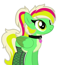 Size: 653x720 | Tagged: safe, artist:themimicartist, derpibooru import, oc, oc only, oc:gumdrops, pegasus, pony, collar, fishnet stockings, simple background, solo, transparent background, vector