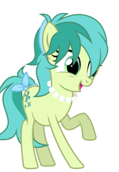 Size: 1344x1940 | Tagged: artist needed, source needed, safe, derpibooru import, sandbank, sandbar, earth pony, pony, bow, jewelry, necklace, pearl necklace, pregnant, rule 63, simple background, solo, tail, tail bow, teenager, white background