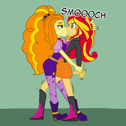 Size: 2000x2000 | Tagged: safe, artist:shippart, derpibooru import, adagio dazzle, sunset shimmer, human, equestria girls, eye contact, female, forced kiss, hand on head, kiss on the lips, kissing, lesbian, lesbian kiss, looking at each other, looking at someone, motion lines, shipping, smooch, struggling, sunsagio