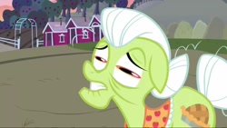 Size: 1280x720 | Tagged: safe, derpibooru import, screencap, granny smith, earth pony, pony, the perfect pear, great moments in animation, smear frame, sweet apple acres, weird eyes