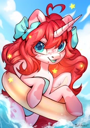 Size: 2894x4093 | Tagged: safe, artist:sofiko-ko, derpibooru import, oc, oc only, alicorn, pony, alicorn oc, eye clipping through hair, eyebrows, eyebrows visible through hair, female, high res, horn, looking at you, mare, open mouth, smiling, solo, wings