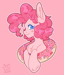 Size: 672x784 | Tagged: safe, artist:zerotheillemonati, derpibooru import, pinkie pie, earth pony, pony, donut, female, food, solo