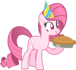 Size: 877x803 | Tagged: safe, artist:chocolate-base, artist:tanahgrogot, derpibooru import, oc, oc only, oc:annisa trihapsari, earth pony, pony, base used, cute, earth pony oc, hat, medibang paint, ocbetes, party hat, simple background, smiling, solo, transparent background