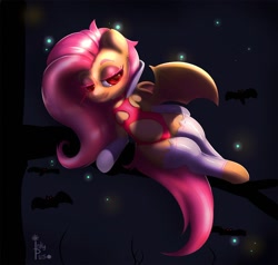 Size: 1500x1427 | Tagged: safe, artist:inkypuso, derpibooru import, fluttershy, bat pony, pony, succubus, succubus pony, bat ponified, bedroom eyes, clothes, fangs, female, flutterbat, glowing, glowing eyes, leggings, looking at you, mare, race swap, smiling, smiling at you, solo, wide hips