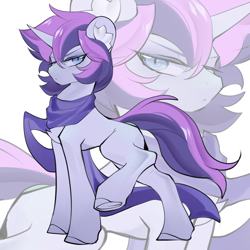 Size: 3500x3500 | Tagged: safe, derpibooru import, oc, oc only, oc:crystal eve, pony, unicorn, blank flank, clothes, scarf, solo, underhoof, zoom layer