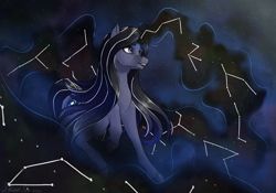 Size: 5000x3500 | Tagged: safe, artist:stardustspix, oc, oc only, oc:andromeda arcanum, pony, unicorn, constellation, female, magic, mare, solo, starry background, starry night, stars