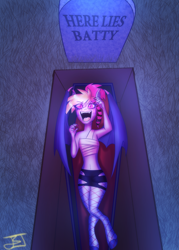 Size: 2000x2800 | Tagged: safe, artist:jitterbugjive, derpibooru import, oc, oc only, oc:batty bliss, anthro, bat pony, pony, grave, gravestone, solo