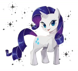 Size: 1296x1186 | Tagged: safe, artist:plusplus_pony, derpibooru import, rarity, unicorn, raised hoof, raised leg, simple background, solo, sparkles, white background