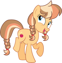 Size: 8055x8154 | Tagged: safe, artist:estories, artist:shootingstarsentry, derpibooru import, oc, oc only, oc:southern belle, earth pony, pony, absurd resolution, base used, cutie mark, earth pony oc, female, feral, mare, next generation, offspring, open mouth, parent:applejack, parent:caramel, parents:carajack, raised hoof, raised leg, simple background, solo, transparent background