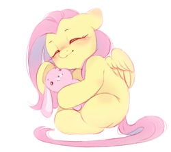 Size: 1144x1016 | Tagged: safe, artist:melodylibris, derpibooru import, fluttershy, pegasus, pony, cute, eyes closed, female, mare, plushie, shyabetes, simple background, solo, weapons-grade cute, white background