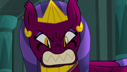 Size: 1280x720 | Tagged: safe, derpibooru import, screencap, sphinx (character), sphinx, daring done?, season 7, angry, egyptian, female, gritted teeth, inkscape, looking at you, pure unadulterated rage, solo, teeth, vector