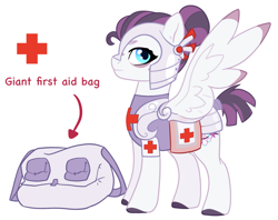 Size: 1513x1197 | Tagged: safe, artist:damayantiarts, derpibooru import, oc, oc only, pegasus, pony, armor, first aid kit, helmet, medic, red cross, simple background, solo, white background