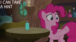 Size: 1920x1080 | Tagged: safe, derpibooru import, edit, edited screencap, editor:quoterific, screencap, pinkie pie, earth pony, pony, it isn't the mane thing about you, solo