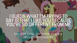 Size: 1920x1080 | Tagged: safe, derpibooru import, edit, edited screencap, editor:quoterific, screencap, discord, fluttershy, discordant harmony, wholesome