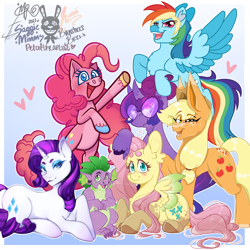 Size: 1600x1600 | Tagged: safe, artist:honeyofpeaches, artist:hunii_lotus, artist:mr.aftonz, artist:petaltheartist, artist:saggiemimms, artist:the.gay.tree.and.me, artist:vampiricworm, derpibooru import, applejack, fluttershy, pinkie pie, rainbow dash, rarity, spike, twilight sparkle, earth pony, pegasus, pony, unicorn, mane seven, mane six, mane six opening poses