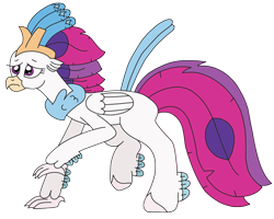 Size: 2623x2102 | Tagged: safe, artist:supahdonarudo, derpibooru import, queen novo, classical hippogriff, hippogriff, my little pony: the movie, backing away, scared, simple background, transparent background