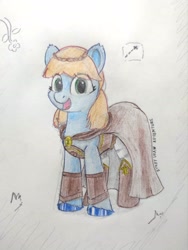 Size: 2825x3759 | Tagged: safe, artist:syndyfon, derpibooru import, oc, oc:princess elonrie, earth pony, clothes, leather, solo, traditional art