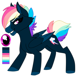 Size: 2000x2000 | Tagged: safe, artist:puppythekat (sofurry), derpibooru import, rainbow dash, pegasus, pony, alternate universe, female, mare, redesign, reference sheet, simple background, smiling, solo, transparent background