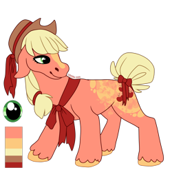 Size: 2000x2000 | Tagged: safe, artist:puppythekat (sofurry), derpibooru import, applejack, earth pony, pony, alternate universe, female, hat, looking back, mare, neckerchief, redesign, reference sheet, simple background, solo, transparent background