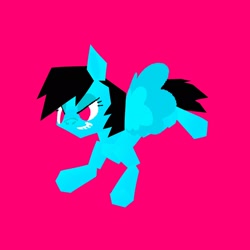 Size: 2048x2048 | Tagged: safe, artist:pastacrylic, derpibooru import, rainbow dash, pegasus, pony, alternate color palette, angular, red background, simple background, solo