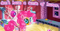 Size: 1190x627 | Tagged: safe, derpibooru import, pinkie pie, earth pony, pony, robot, robot pony, cropped, gameloft, irony, meme, out of character, pinkie bot, roboticization, wow! glimmer