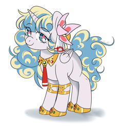 Size: 2375x2516 | Tagged: safe, artist:xwosya, derpibooru import, alicorn, pony, anime, bracelet, female, filly, foal, jewelry, necktie, nia teppelin, ponified, princess, simple background, smiling, tengen toppa gurren lagann, white background, wingding eyes, younger