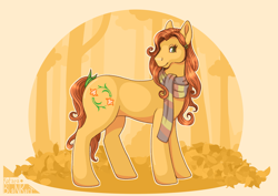 Size: 5787x4092 | Tagged: safe, artist:katarablankart, derpibooru import, earth pony, pony, g3, autumn, clothes, female, scarf, solo, sunset sweety