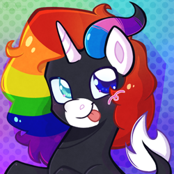 Size: 2600x2600 | Tagged: safe, artist:seasemissary, derpibooru import, oc, pony, unicorn, female, mare, solo, tongue, tongue out