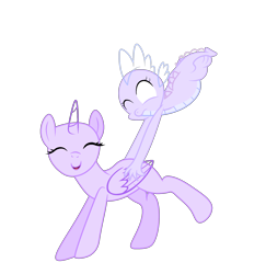 Size: 1932x1986 | Tagged: safe, artist:existencecosmos188, derpibooru import, oc, oc only, alicorn, dragon, alicorn oc, bald, base, dragoness, duo, female, horn, mare, simple background, smiling, transparent background, wings