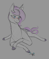 Size: 1050x1250 | Tagged: safe, artist:stray prey, derpibooru import, oc, oc only, oc:inkwell, oc:lucent, pony, unicorn, blushing, female, freckles, lying down, mare, micro, prone