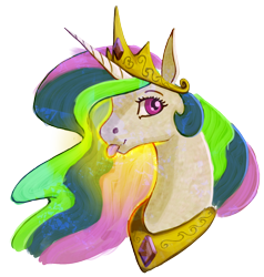 Size: 1000x1050 | Tagged: safe, artist:stray prey, derpibooru import, princess celestia, alicorn, pony, crown, female, jewelry, mare, regalia, simple background, solo, tongue, tongue out, transparent background