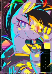 Size: 2480x3508 | Tagged: safe, artist:musicfirewind, derpibooru import, oc, oc only, cyborg, pony, error, glitch, solo