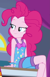 Size: 621x956 | Tagged: safe, derpibooru import, screencap, pinkie pie, better together, equestria girls, sunset's backstage pass!, bare shoulders, bedroom eyes, clothes, cropped, pajamas, sleeveless, solo