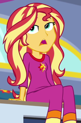 Size: 494x751 | Tagged: safe, derpibooru import, screencap, sunset shimmer, equestria girls, equestria girls series, sunset's backstage pass!, spoiler:eqg series (season 2), clothes, cropped, pajamas, solo