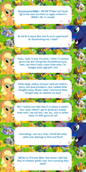 Size: 2048x4096 | Tagged: safe, derpibooru import, applejack, princess luna, spitfire, alicorn, earth pony, pony, applejack's hat, clothes, cowboy hat, dialogue, english, ethereal mane, event, female, gameloft, hat, mare, official, speech bubble, spread wings, text, wings