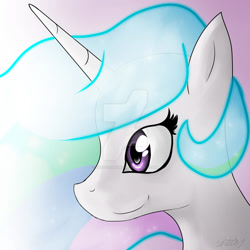 Size: 1280x1280 | Tagged: safe, artist:sketchypon3, derpibooru import, princess celestia, alicorn, pony, bust, deviantart watermark, obtrusive watermark, portrait, profile, solo, watermark