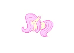 Size: 647x465 | Tagged: safe, artist:__briakitten, derpibooru import, fluttershy, pony, eyes closed, happy, pixel art, simple background, smiling, solo, white background