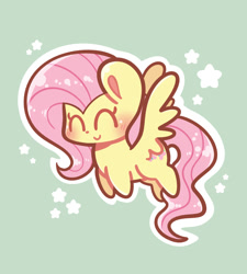 Size: 1080x1200 | Tagged: safe, artist:typhwosion, derpibooru import, fluttershy, pegasus, pony, blushing, chibi, eyes closed, smiling, solo